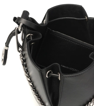 Shop Alexander Mcqueen Small Leather Bucket Bag In Black