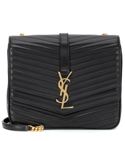 Shop Saint Laurent Sulpice Medium Leather Shoulder Bag In Black