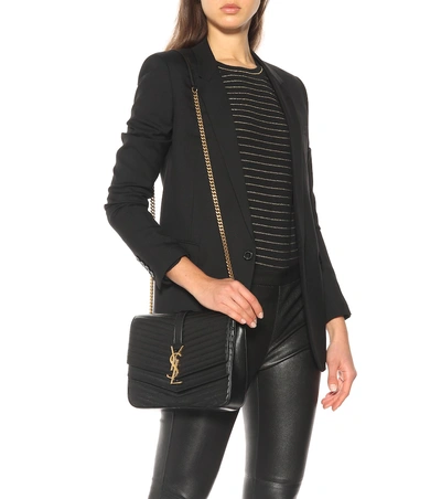 Shop Saint Laurent Sulpice Medium Leather Shoulder Bag In Black