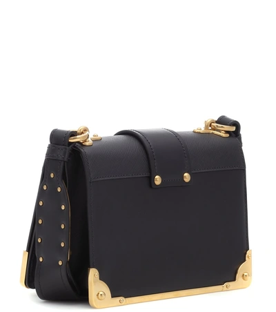 Shop Prada Cahier Leather Shoulder Bag In Black