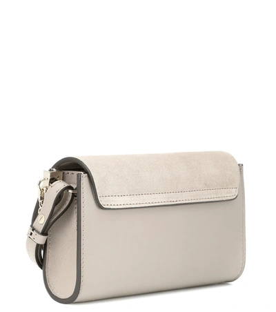 Shop Chloé Faye Mini Leather Wallet Bag In Grey