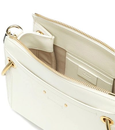 Shop Chloé Small Roy Leather Shoulder Bag In White