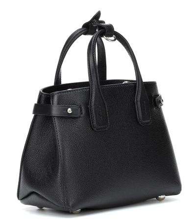 Shop Burberry The Baby Banner Leather Tote In Black