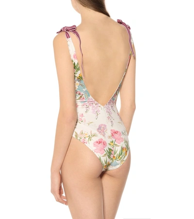 Shop Zimmermann Heather Floral Swimsuit In Multicoloured