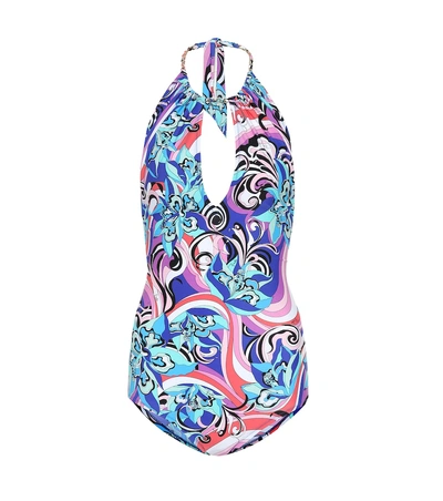 Shop Emilio Pucci Beach Printed Swimsuit In Multicoloured