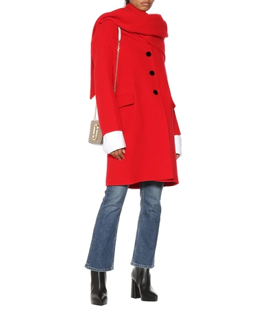 Shop Marc Jacobs Shawl-collar Wool-blend Coat In Red