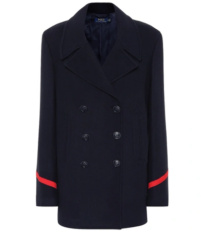 Shop Polo Ralph Lauren Wool-blend Coat In Blue