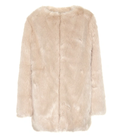 Shop Helmut Lang Faux Fur Coat In Beige