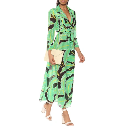 Shop Diane Von Furstenberg Printed Cotton And Silk Wrap Dress In Multicoloured