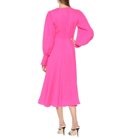 Shop Roksanda Adyn Silk Satin Midi Dress In Pink