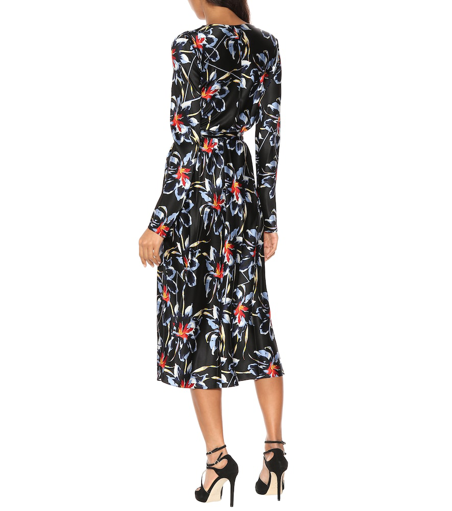Diane Von Furstenberg Tilly Long-sleeve Floral Silk Wrap Dress In Black ...