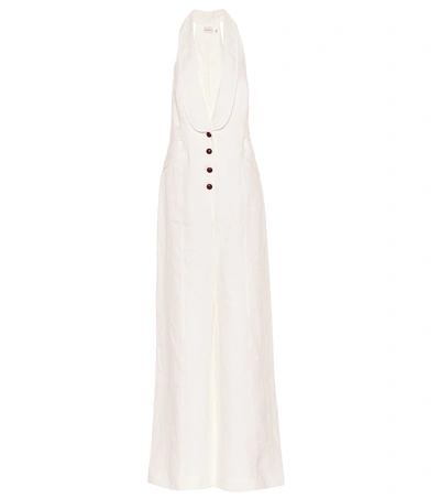 Shop Zimmermann Corsage Linen Jumpsuit In White