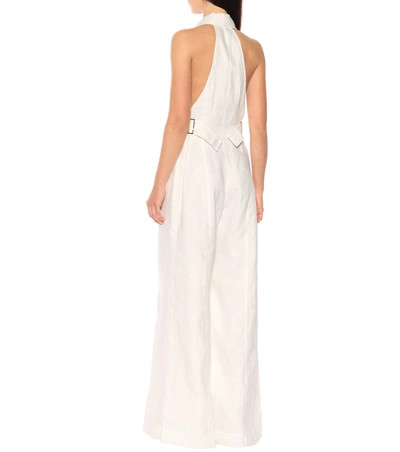 Shop Zimmermann Corsage Linen Jumpsuit In White