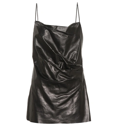 Shop Gucci Leather Minidress In Black