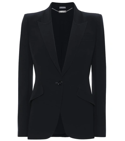 Shop Alexander Mcqueen Single-breasted Crêpe Blazer In Black