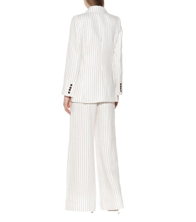 Shop Zimmermann Corsage Striped Linen Blazer In White