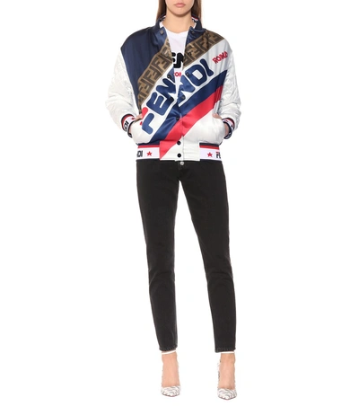 Shop Fendi Mania Silk Bomber Jacket In Multicoloured