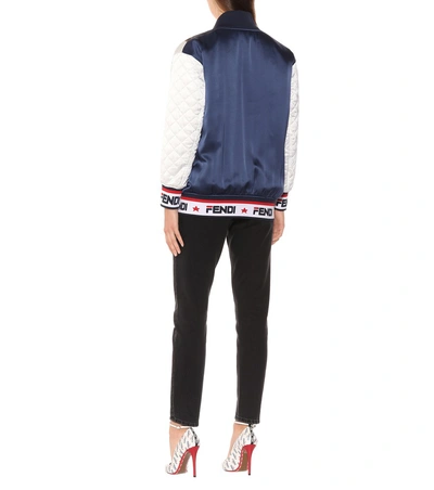 Shop Fendi Mania Silk Bomber Jacket In Multicoloured