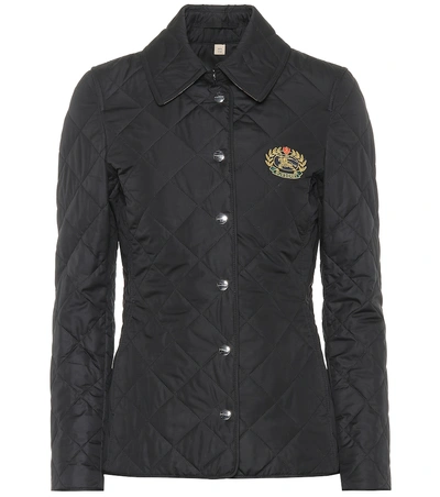 Shop Burberry Crest Quilted Jacket In Black