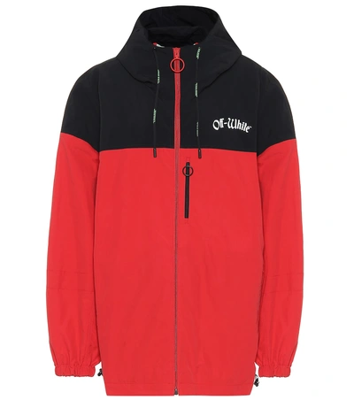 Shop Off-white Logo-printed Hooded Jacket In Red