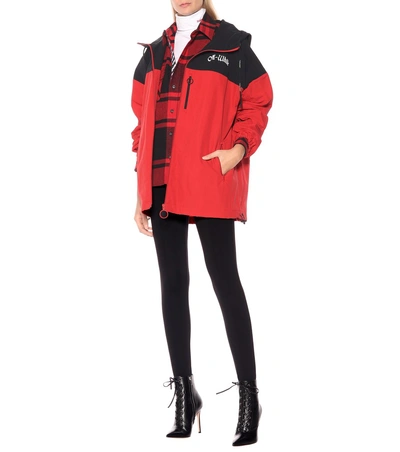 Shop Off-white Logo-printed Hooded Jacket In Red