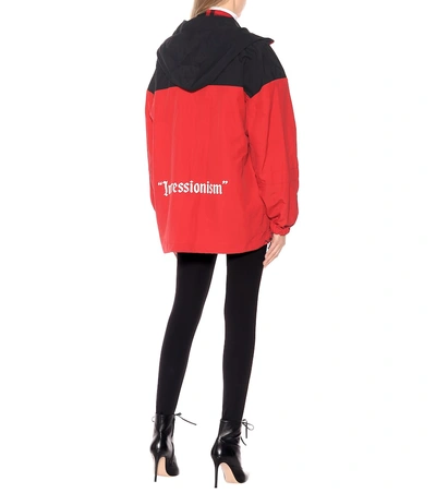 Shop Off-white Logo-printed Hooded Jacket In Red