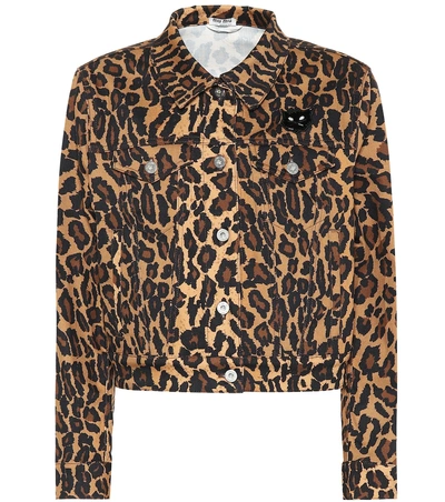 Shop Miu Miu Leopard Print Stretch-cotton Jacket In Multicoloured