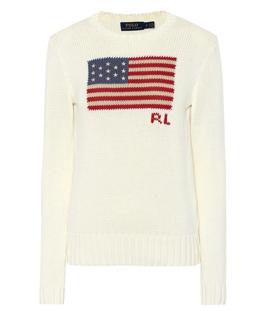 Shop Polo Ralph Lauren Cotton Intarsia Sweater In White