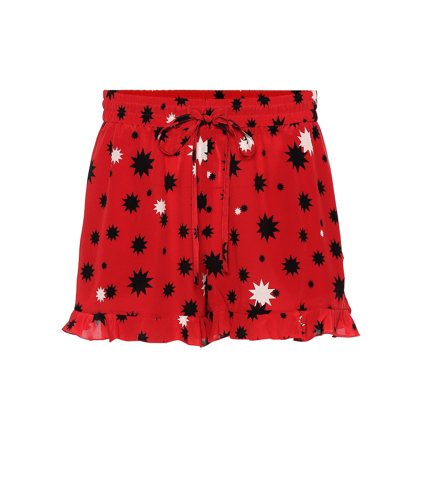 Red Valentino Frilled StarPrint SilkCrepe Shorts In Red ModeSens