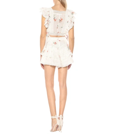 Shop Zimmermann Heathers Pintuck Frill Cotton Shorts In White
