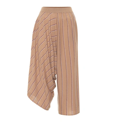 Shop Stella Mccartney Asymmetric Striped Wool Pants In Brown