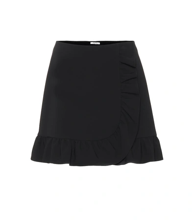 Shop Miu Miu Ruffle-trimmed Miniskirt In Black