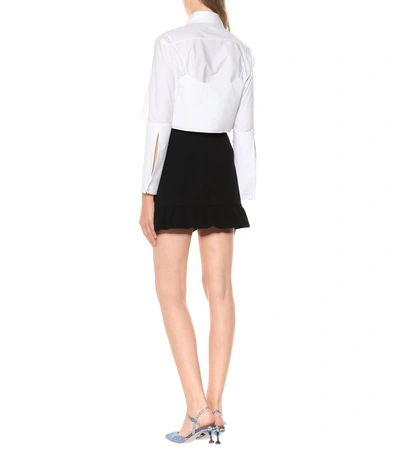 Shop Miu Miu Ruffle-trimmed Miniskirt In Black