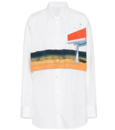 Shop Calvin Klein 205w39nyc Printed Cotton Shirt In White