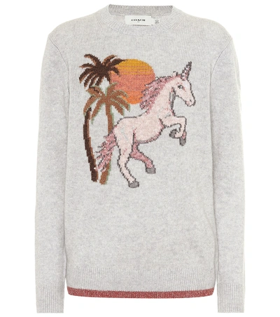 Shop Coach Wool And Cashmere Sweater In Grey