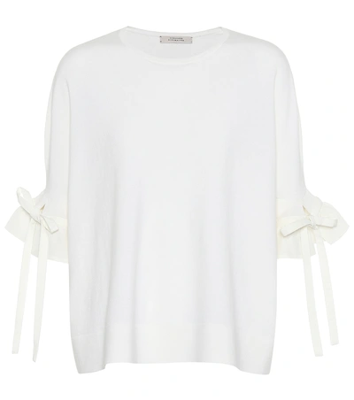 Shop Dorothee Schumacher Poetic Drape Wool-blend Top In White