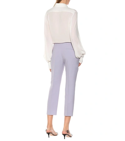 Shop Alexander Mcqueen Cropped Mid-rise Straight Pants In Purple