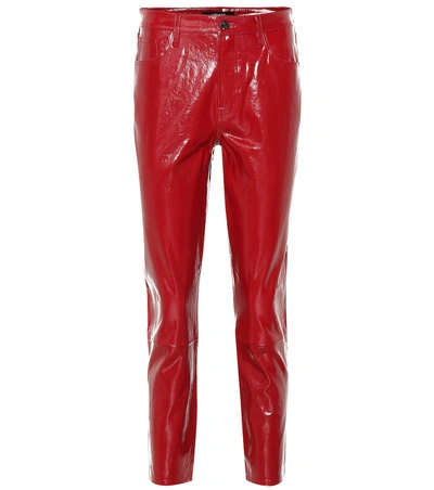 Shop J Brand Ruby High-rise Patent Leather Pants In Red