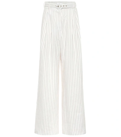 Shop Zimmermann Corsage Striped Linen Pants In White