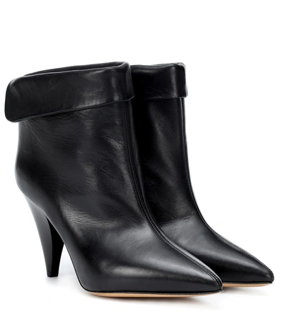 Shop Isabel Marant Lisbo Leather Ankle Boots In Black