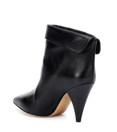 Shop Isabel Marant Lisbo Leather Ankle Boots In Black