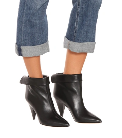 Shop Isabel Marant Lisbo Leather Ankle Boots In Black