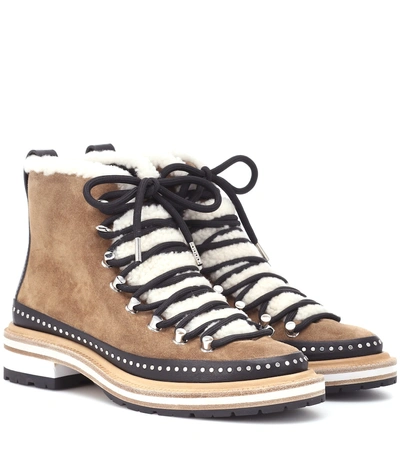 Shop Rag & Bone Compass Shearling-trimmed Ankle Boots In Brown