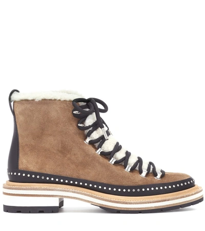 Shop Rag & Bone Compass Shearling-trimmed Ankle Boots In Brown