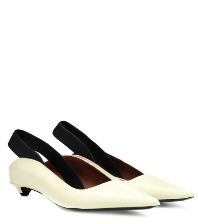 Shop Proenza Schouler Slingback Wave Leather Mules In White