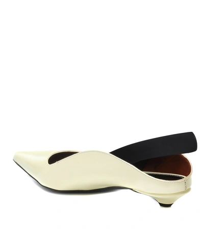 Shop Proenza Schouler Slingback Wave Leather Mules In White