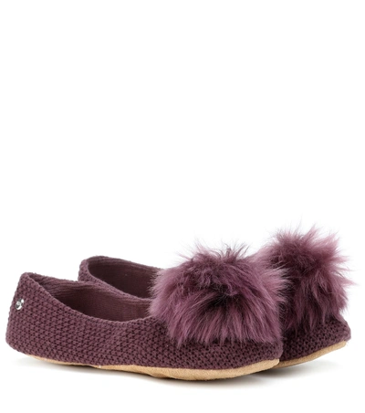 Shop Ugg Andi Fur-trimmed Slippers In Purple