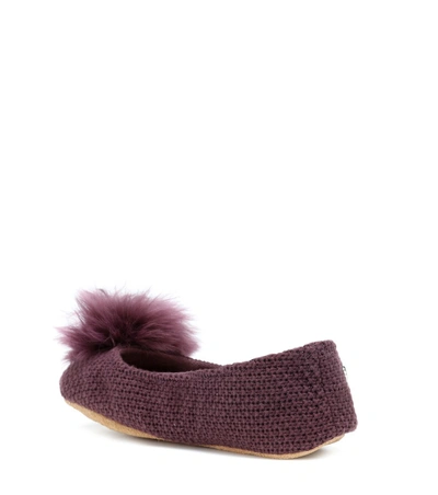 Shop Ugg Andi Fur-trimmed Slippers In Purple
