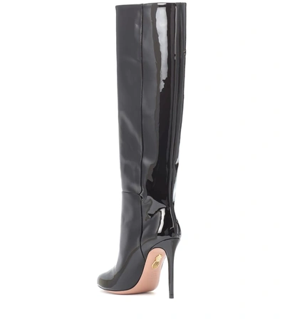 Shop Aquazzura Brera 105 Leather Knee-high Boots In Black