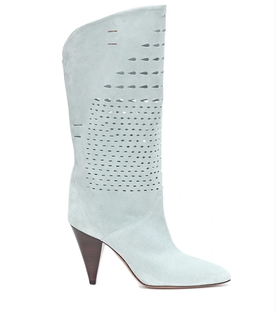 Shop Isabel Marant Lurrey Suede Boots In Blue